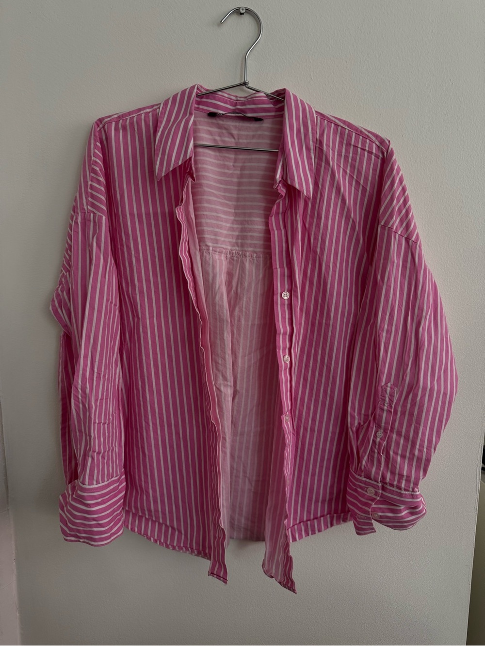 Zara Striped Button Down in Pink & White Size Large